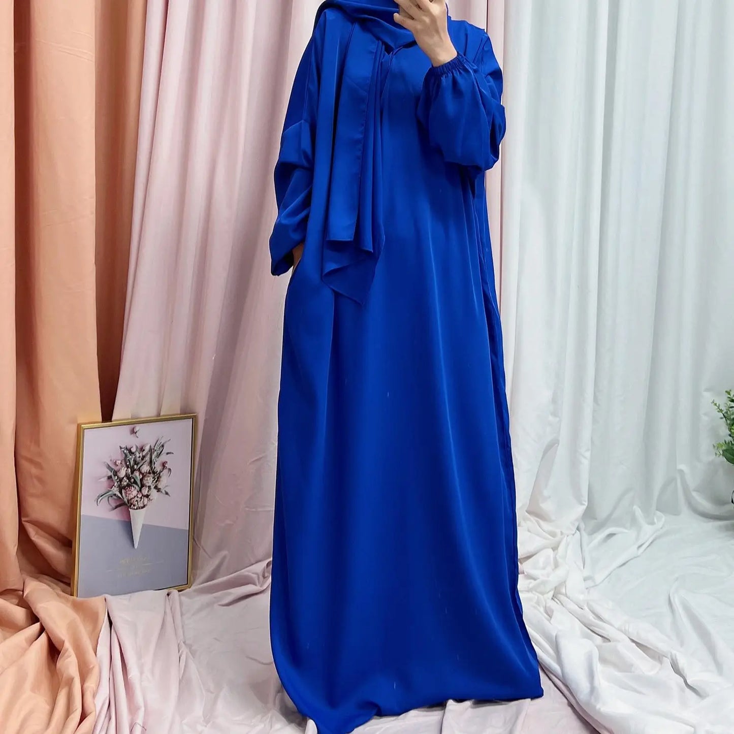 Autumn Hooded Abaya Dress with Headscarf – Dubai Style