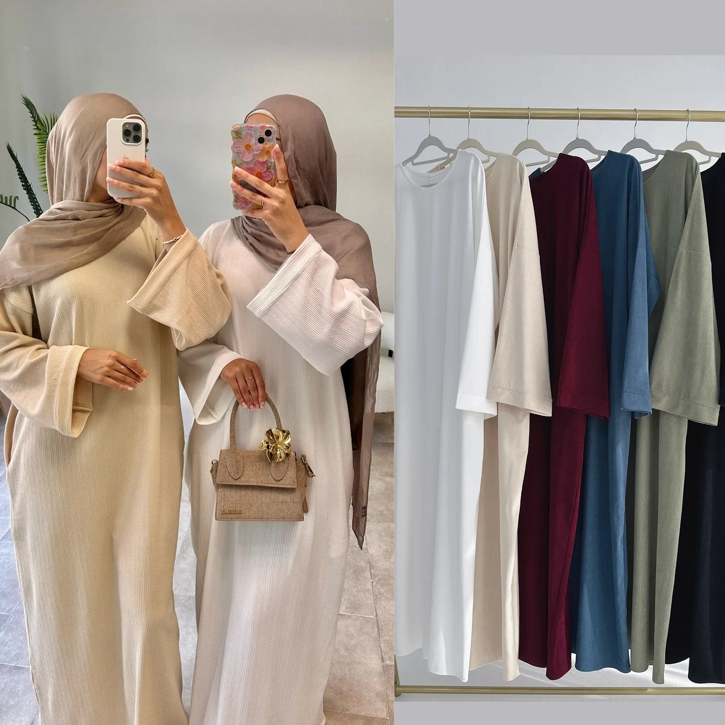 Corduroy Winter Abaya – Modest Coat Dress for Women