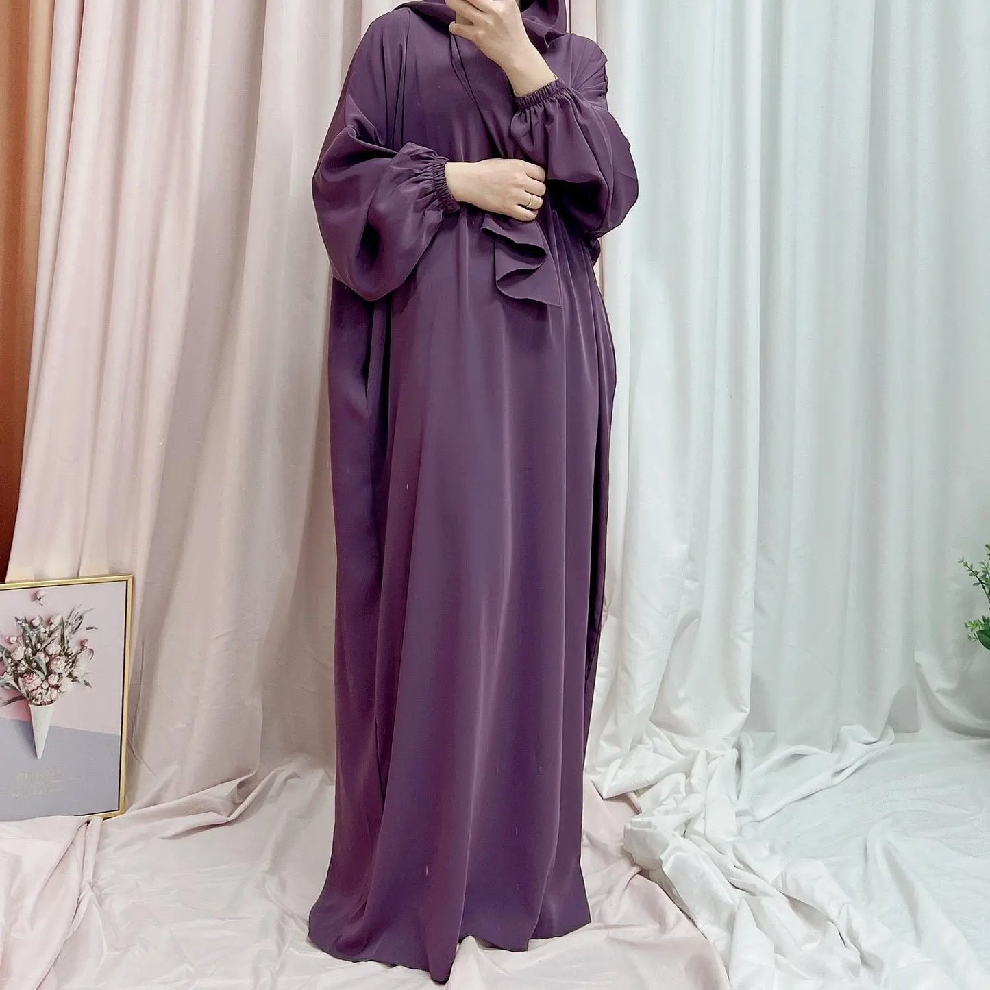 Autumn Hooded Abaya Dress with Headscarf – Dubai Style