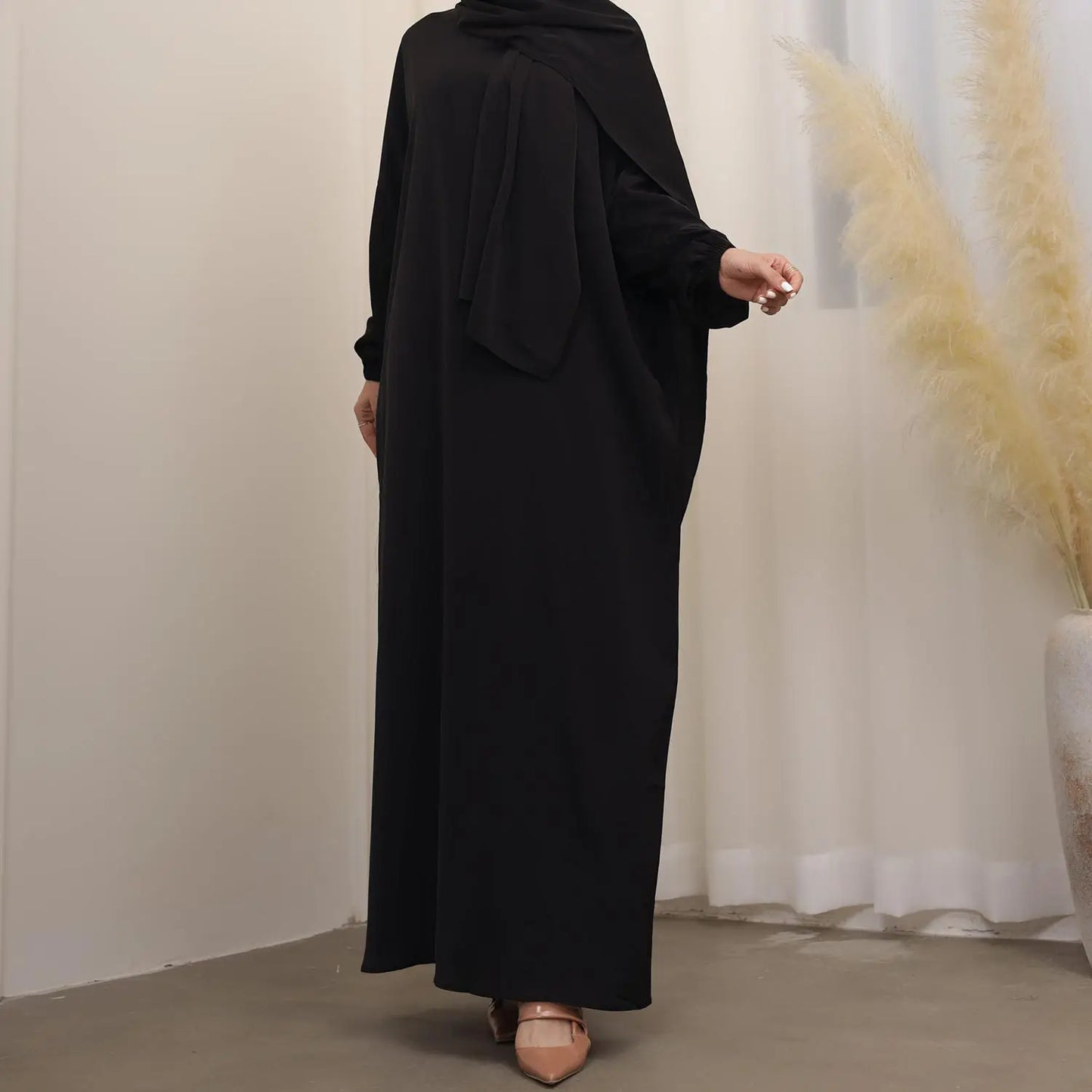 Autumn Hooded Abaya Dress with Headscarf – Dubai Style