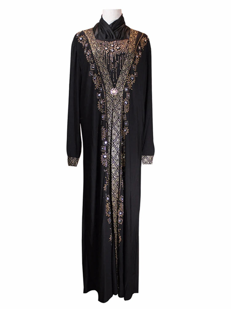 Elegant Sequin Kaftan Abaya – Dubai-Inspired Maxi Dress for Muslim Women | Perfect for Eid & Special Occasions