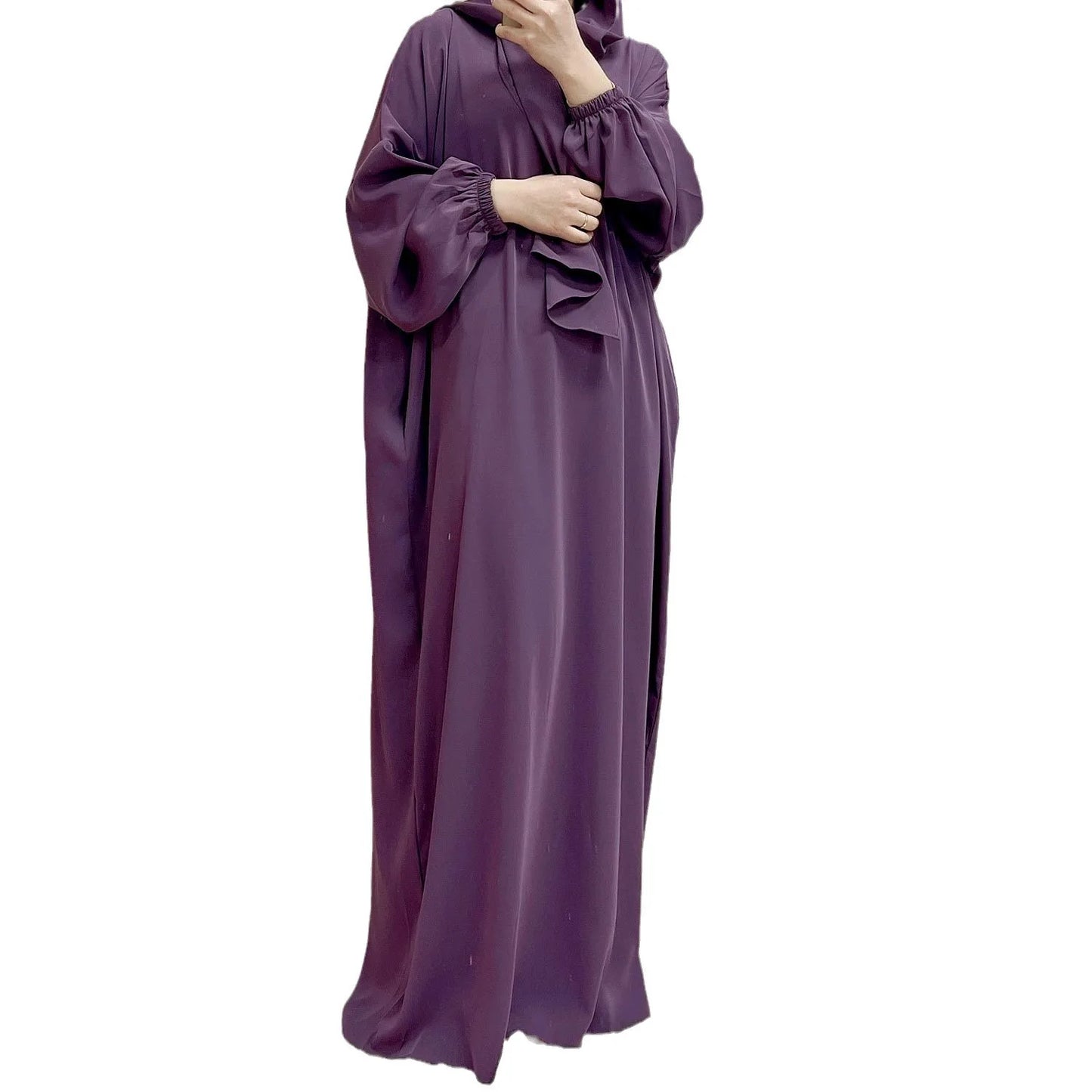 Autumn Hooded Abaya Dress with Headscarf – Dubai Style
