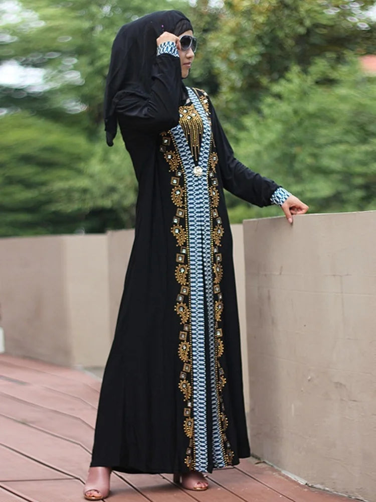 Elegant Sequin Kaftan Abaya – Dubai-Inspired Maxi Dress for Muslim Women | Perfect for Eid & Special Occasions