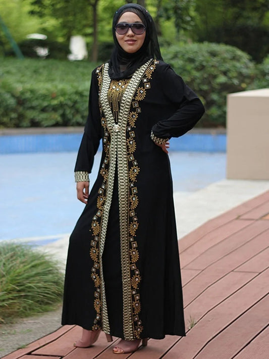 Elegant Sequin Kaftan Abaya – Dubai-Inspired Maxi Dress for Muslim Women | Perfect for Eid & Special Occasions