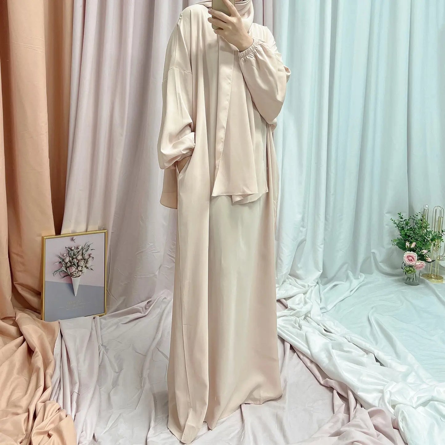 Autumn Hooded Abaya Dress with Headscarf – Dubai Style