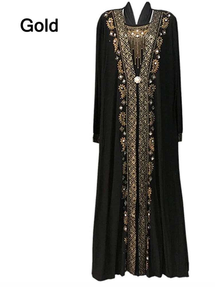 Elegant Sequin Kaftan Abaya – Dubai-Inspired Maxi Dress for Muslim Women | Perfect for Eid & Special Occasions