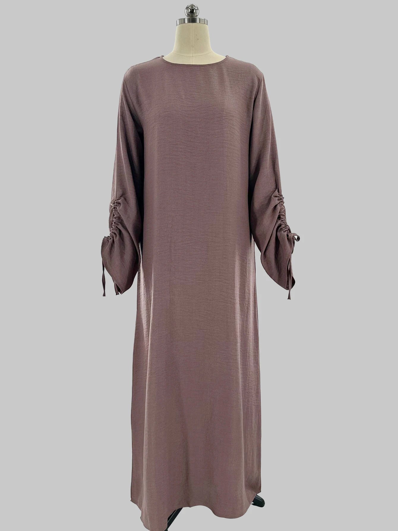 Unveil Your Glow – Luxe Lace-Up Sleeve Abaya for Eid Nights