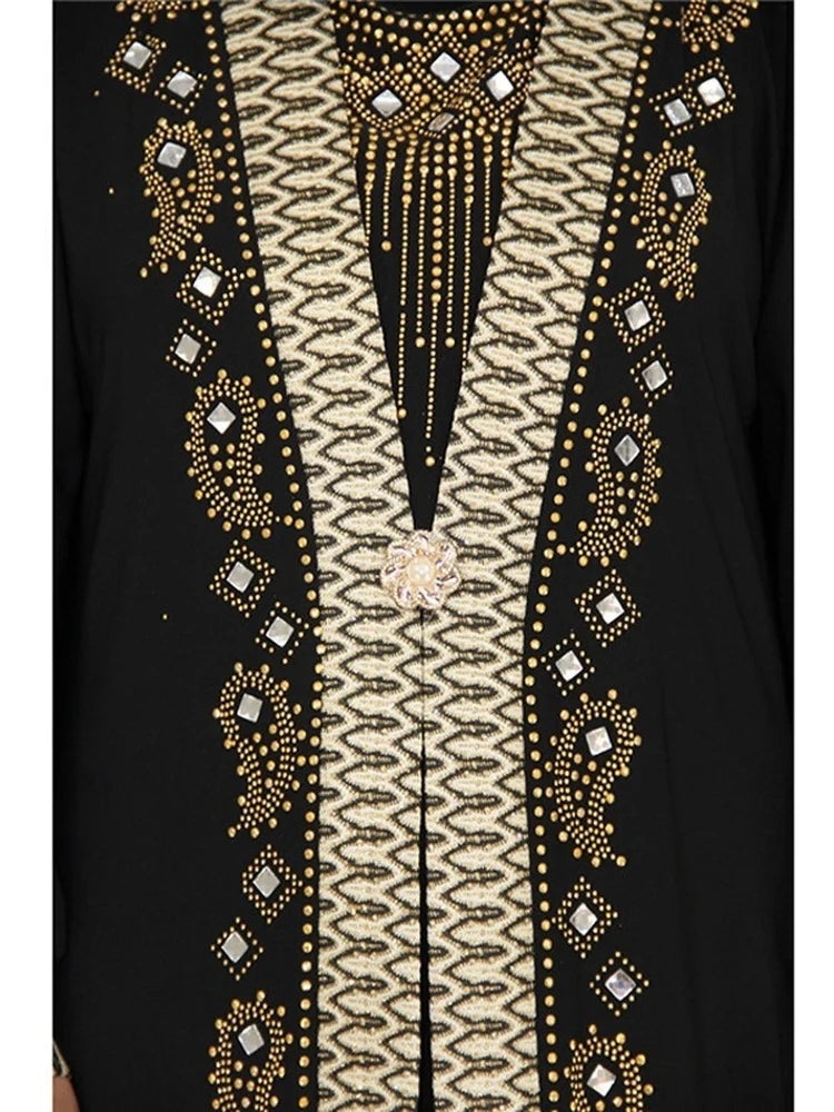 Elegant Sequin Kaftan Abaya – Dubai-Inspired Maxi Dress for Muslim Women | Perfect for Eid & Special Occasions